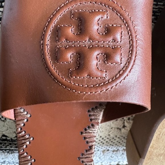 Tory Burch Open-Toe, Tan Wedges (Women's Size 8) - Picture 7 of 11